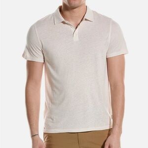 Onia Cream Linen Polo Shirt